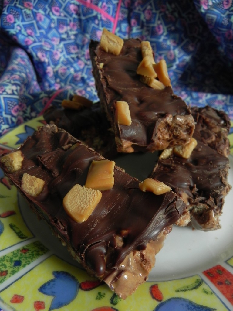 Chocolate and Caramel Rice Krispie Treats (Lion Cereals)