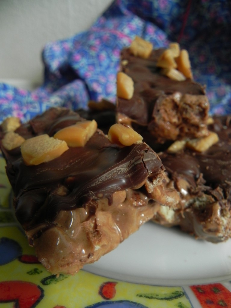 Chocolate and Caramel Rice Krispie Treats (Lion Cereals)